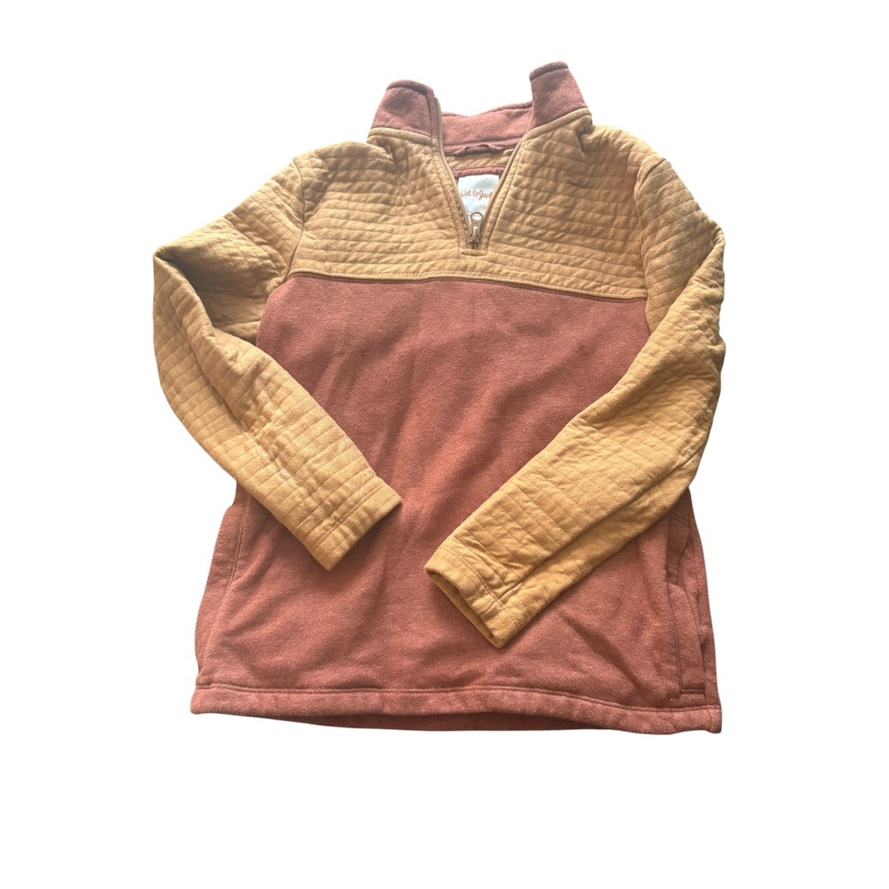 Cat & Jack Boys M 8/10 Quarter Zip Pullover Sweatshirt Quilted Colorblock